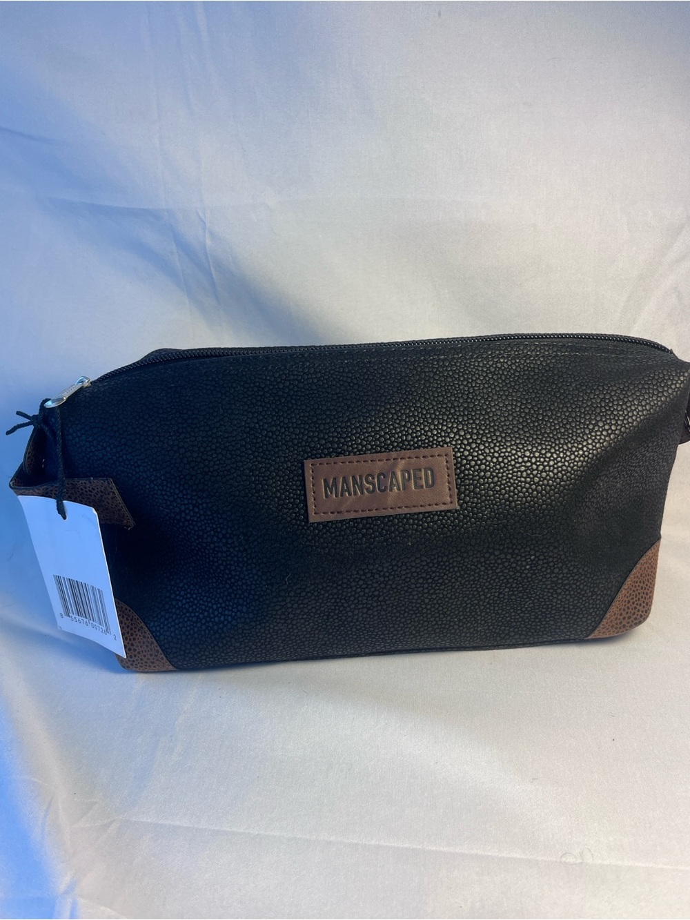 MANSCAPED The Shed Travel Toiletry Bag Black Brown Vegan Leather Dopp Kit NWT